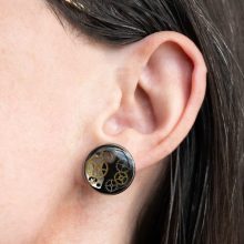 Steampunk earring from genuine watch parts
