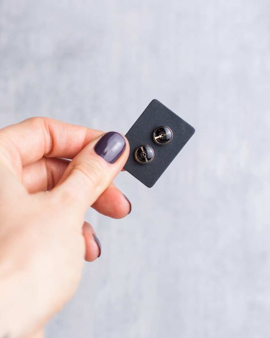 One-of-a-kind silver stud earrings using vintage mechanical watch pieces