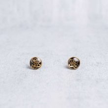 Gold steampunk studs with detailed mechanical pieces