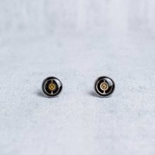 Artisan silver steampunk earrings made from assorted watch parts.