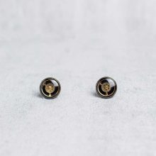Bronze steampunk studs with detailed mechanical pieces