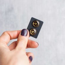 Antique bronze steampunk stud earrings with vintage watch gears