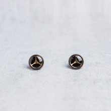 Steampunk-Stud-Earrings-with-Watch-Parts-Single-Bronze Handmade antique bronze steampunk studs with vintage watch gears