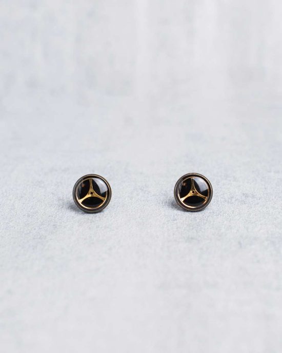 Handmade antique bronze steampunk studs with vintage watch gears