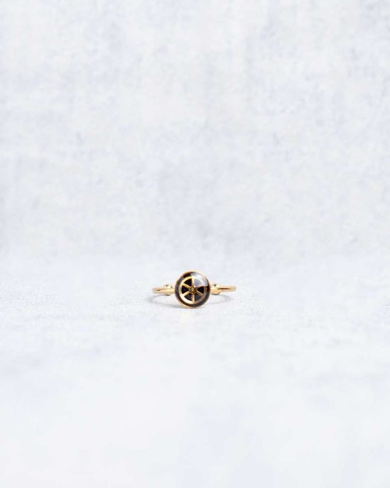 Tiny, handmade steampunk ring in gold, 8mm, adjustable size