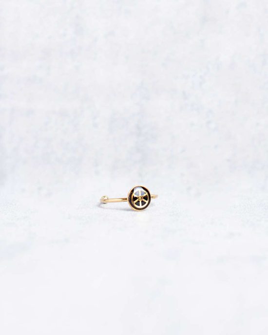 Tiny, handmade steampunk ring in gold, 8mm, adjustable size