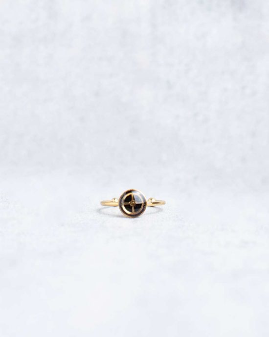 Tiny, handmade steampunk ring in gold, 8mm, adjustable size