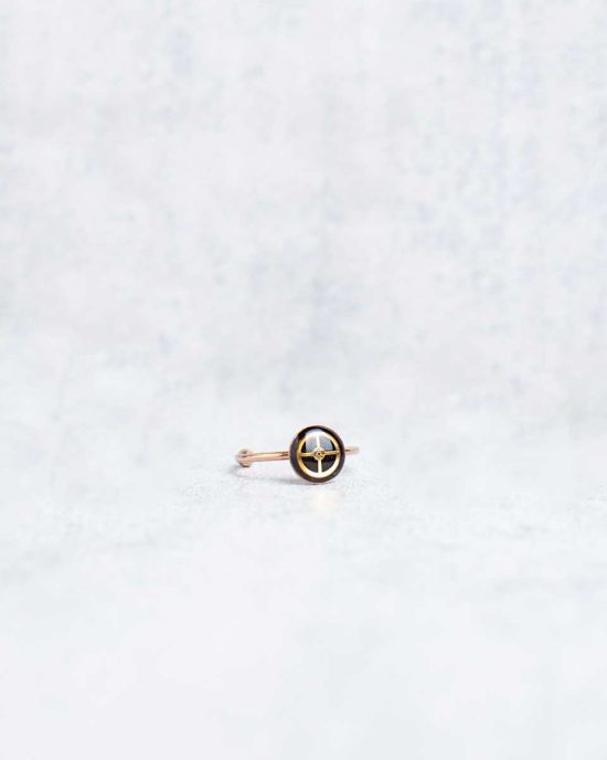 Small, handmade steampunk ring in rose gold, 8mm, adjustable size