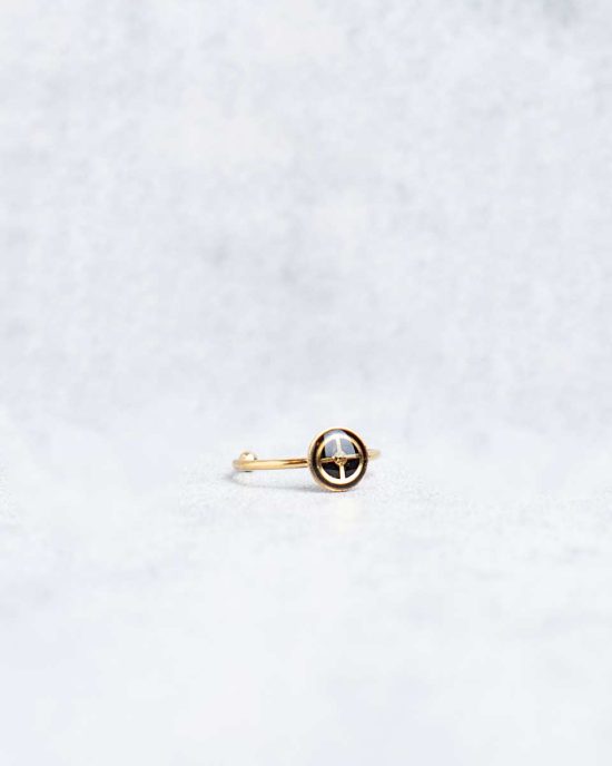 Tiny, handmade steampunk ring in gold, 8mm, adjustable size