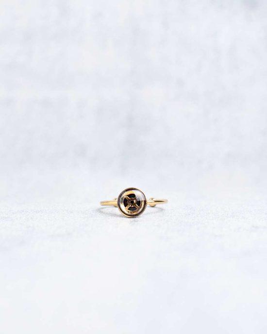 Small, handmade steampunk ring in gold, 8mm, adjustable size
