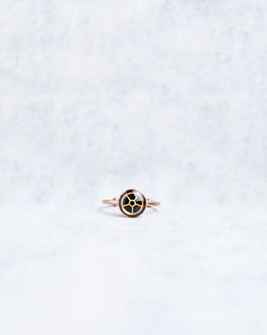Small, handmade steampunk ring in rose gold, 8mm, adjustable size