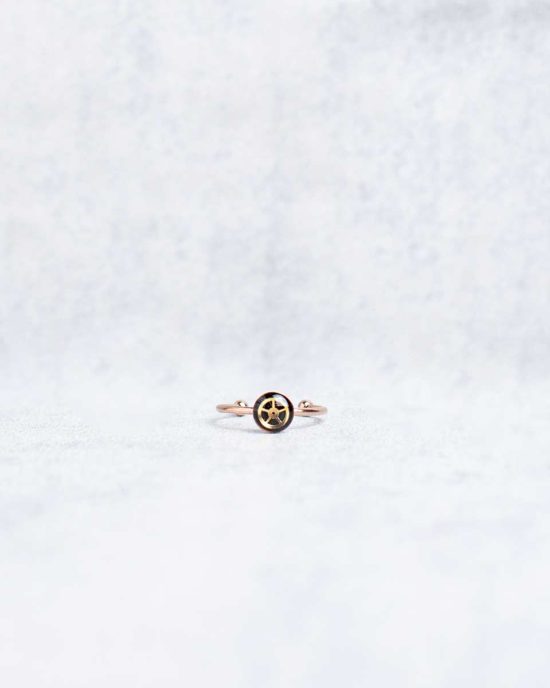 Small, handmade steampunk ring in rose gold, 6mm, adjustable size