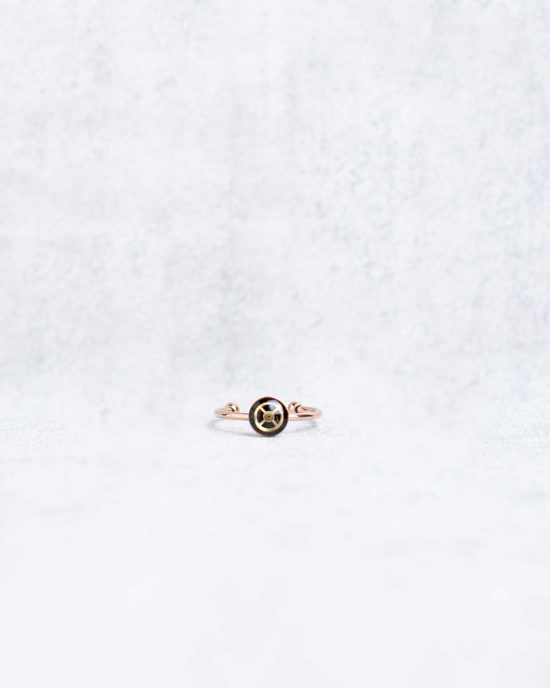 Small, handmade steampunk ring in rose gold, 6mm, adjustable size