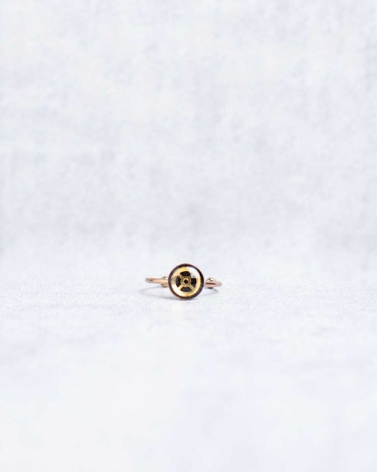 Small, handmade steampunk ring in rose gold, 8mm, adjustable size