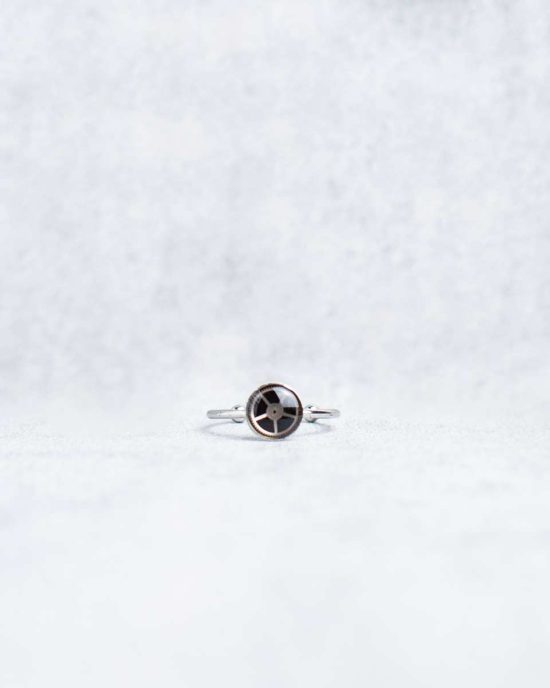 Small, handmade steampunk ring in silver, 8mm, adjustable size