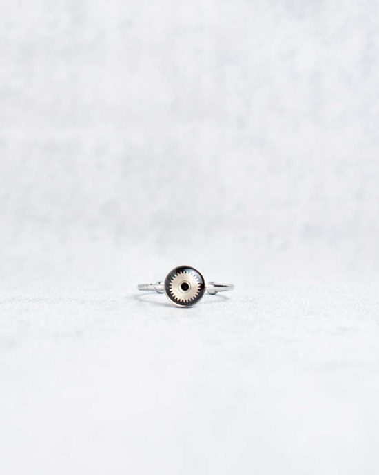 Small, handmade steampunk ring in silver, 8mm, adjustable size