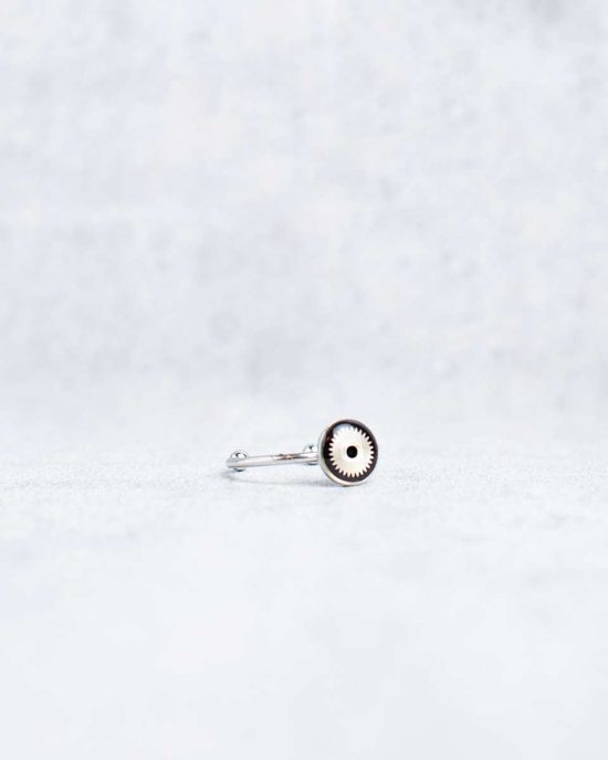 Small, handmade steampunk ring in silver, 8mm, adjustable size