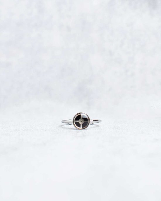 Small, handmade steampunk ring in silver, 8mm, adjustable size