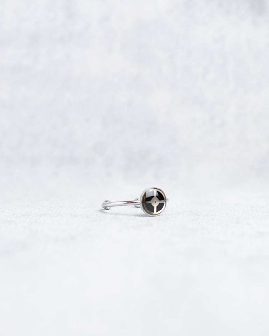 Small, handmade steampunk ring in silver, 8mm, adjustable size