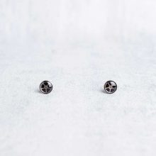 Minimalist steampunk earrings, Elemental collection, silver, 8mm, handcrafted