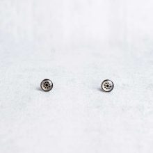 Minimalist steampunk earrings, Elemental collection, silver, 8mm, handcrafted