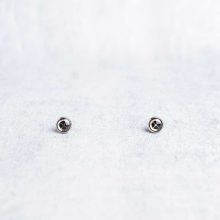 Minimalist steampunk earrings, Elemental collection, silver, 6mm, handcrafted