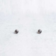 Minimalist steampunk earrings, Elemental collection, silver, 6mm, handcrafted