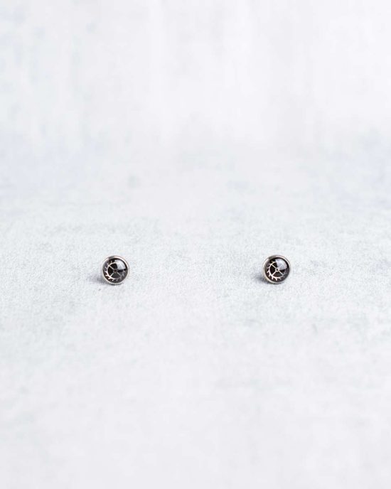 Minimalist steampunk earrings, Elemental collection, silver, 6mm, handcrafted