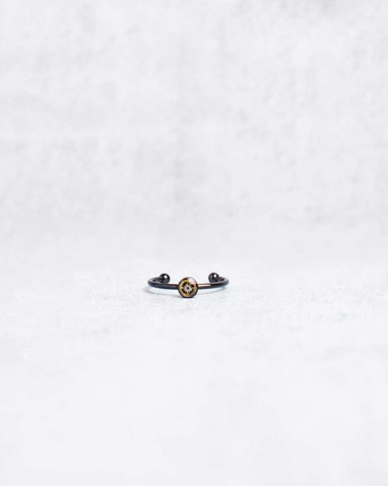 Tiny, adjustable steampunk ring in black, 4mm, adjustable size