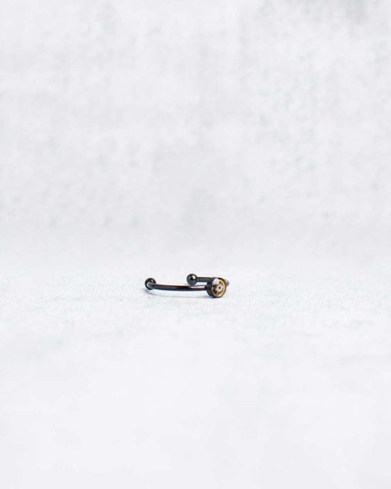 Tiny, adjustable steampunk ring in black, 4mm, adjustable size