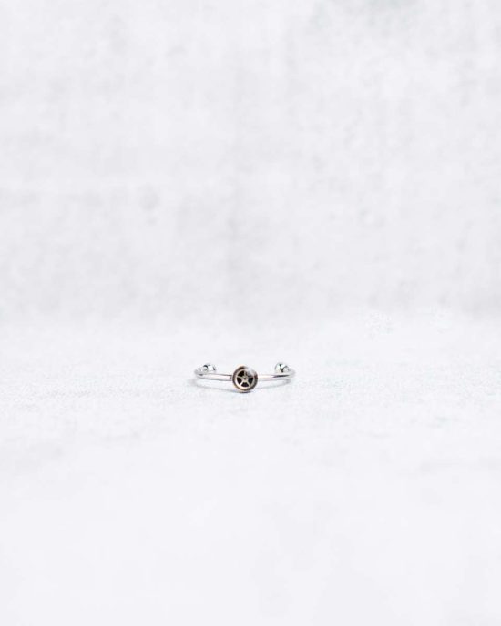 Tiny, handmade steampunk ring in silver, 4mm, adjustable size