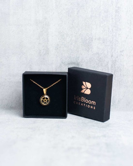 Unique steampunk necklace with genuine watch mechanisms