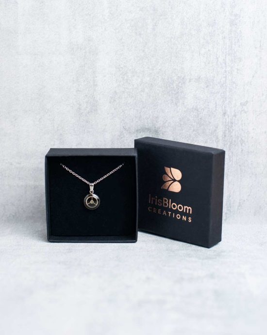 Unique steampunk necklace with genuine watch mechanisms in silver