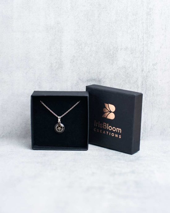 Unique steampunk necklace with genuine watch mechanisms in silver