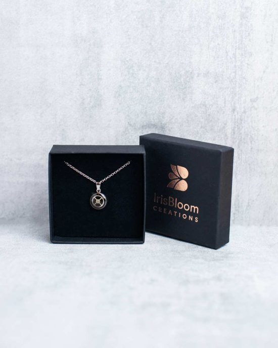 Unique steampunk necklace with genuine watch mechanisms in silver