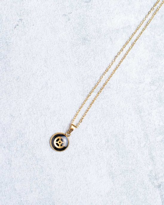 Unique, handmade minimalist steampunk necklace in gold, 10mm