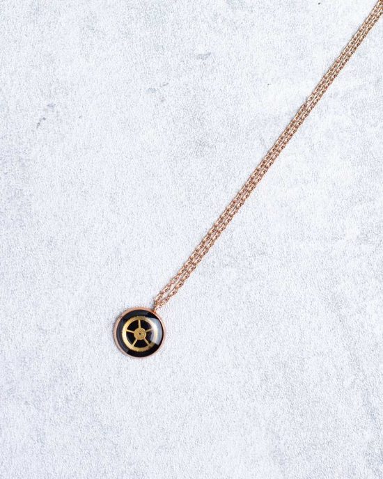 Unique, handmade minimalist steampunk necklace in rose gold, 12mm