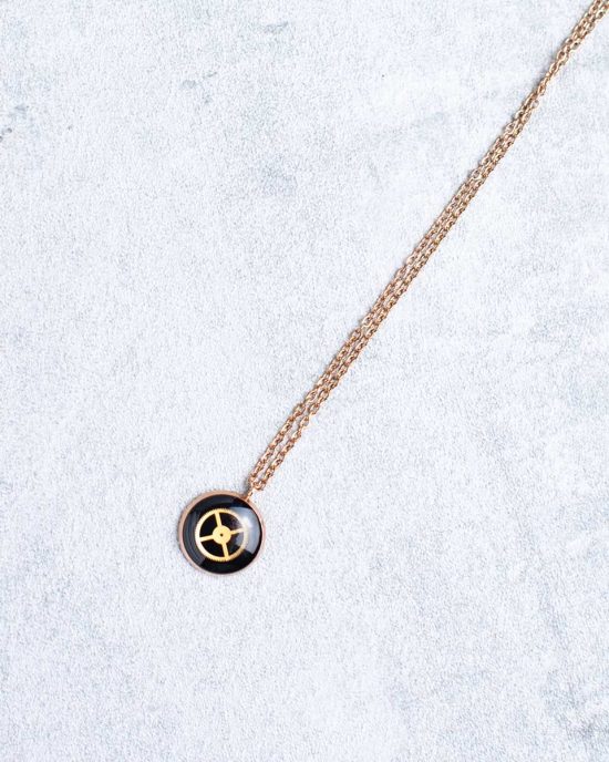 Unique, handmade minimalist steampunk necklace in rose gold, 12mm