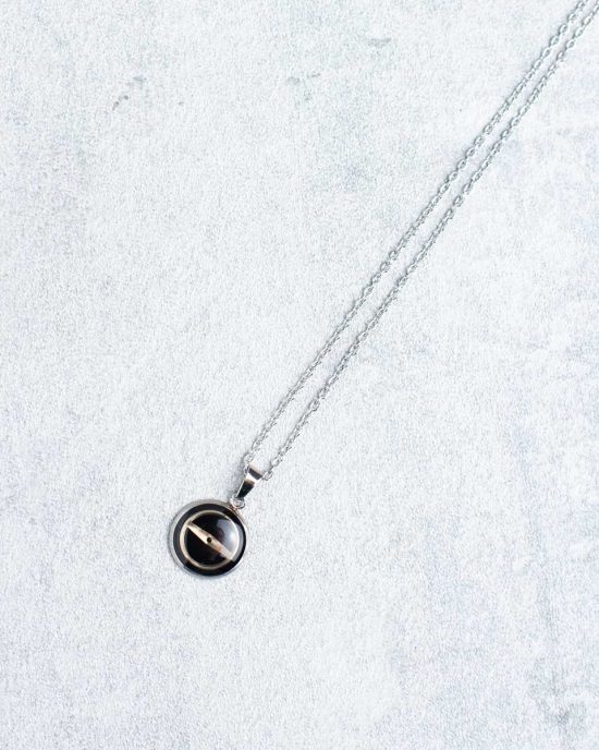 Unique, handmade minimalist steampunk necklace in silver, stainless steel, 12mm